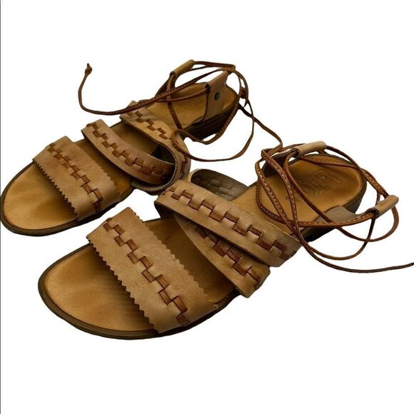 LATIGO Natural Leather Gem Ankle Tie Sandals 8.5 - Picture 1 of 5